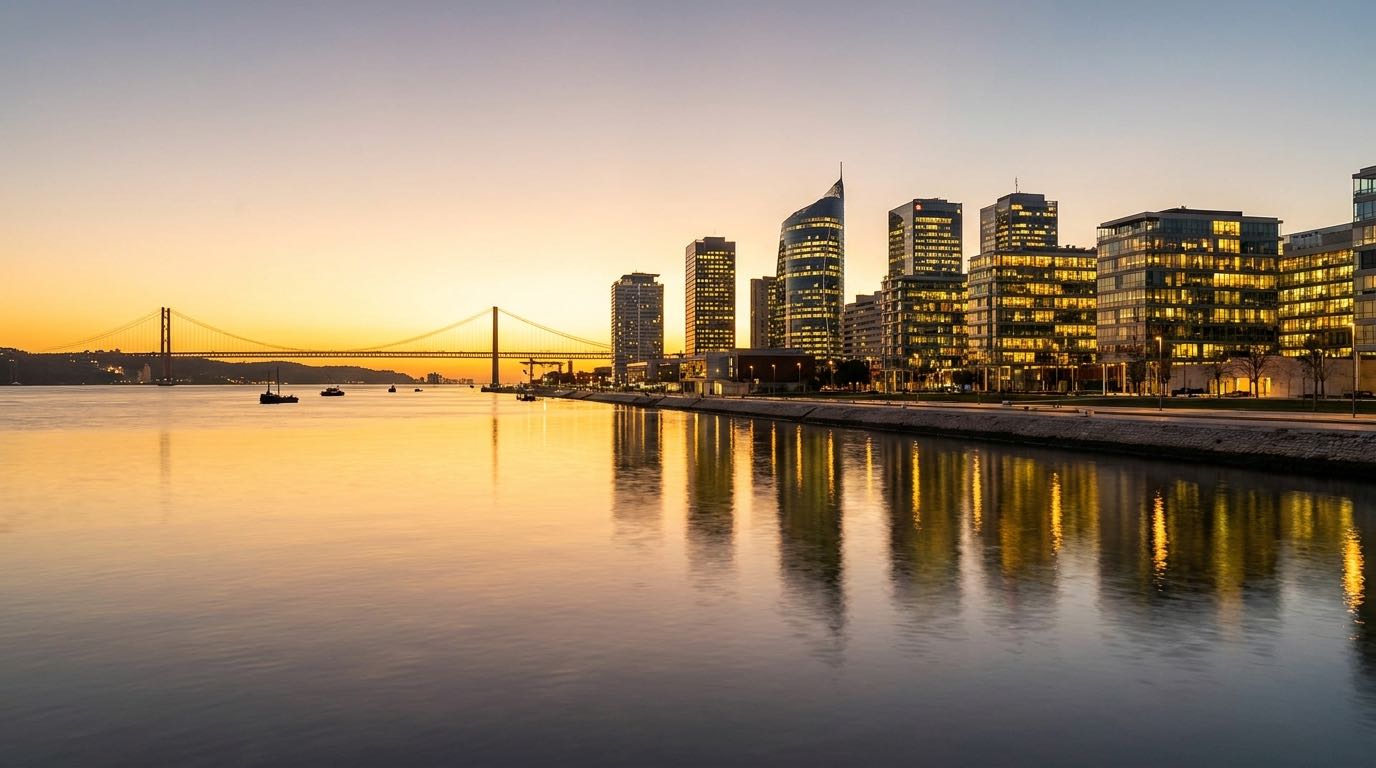 Lisbon riverside skyline at dusk, home city of investment-migration consultancy Global Citizen Solutions.